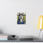 Siberian Husky Oil Painting Soccer Portrait Canvas Art | Dog Wall Decor | Pet Lover Gift for Sports Fans