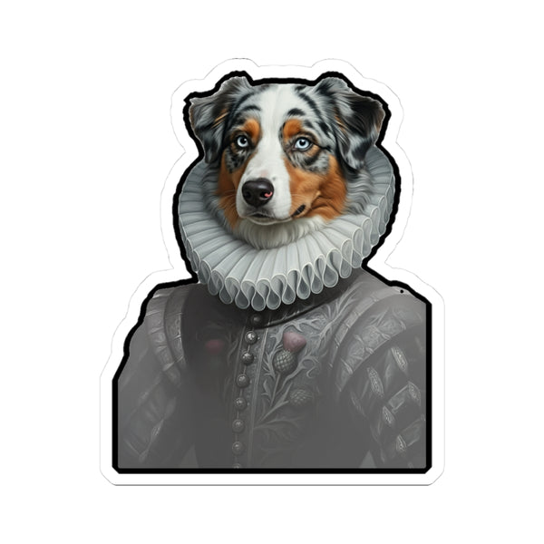 Australian Shepherd Renaissance Royal Portrait Sticker, Dog Portrait Vinyl Decal, Kiss-Cut Sticker, Australian Shepherd Lover Gift