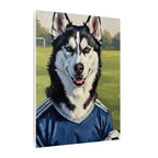 Siberian Husky Oil Painting Soccer Portrait Canvas Art | Dog Wall Decor | Pet Lover Gift for Sports Fans
