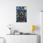Rottweiler Post-Impressionist Oil Painting Canvas Wall Art Decor | Rottie Dog Lover Gift | Premium Pet Portrait Print