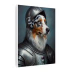 Australian Shepherd Medieval Knight Portrait Canvas Wall Art, Regal Dog Painting, Australian Shepherd Lover Gift, Stretched Canvas