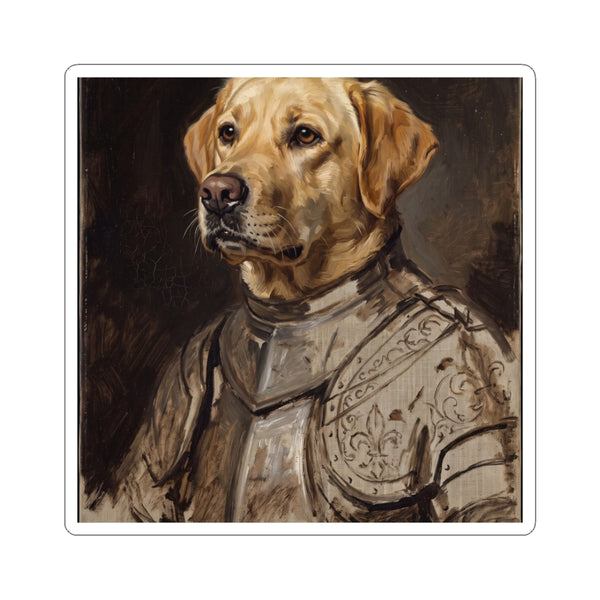 Labrador Retriever Medieval Knight Portrait Sticker, Dog Portrait Vinyl Decal, Kiss-Cut Sticker, Labrador Retriever Lover Gift