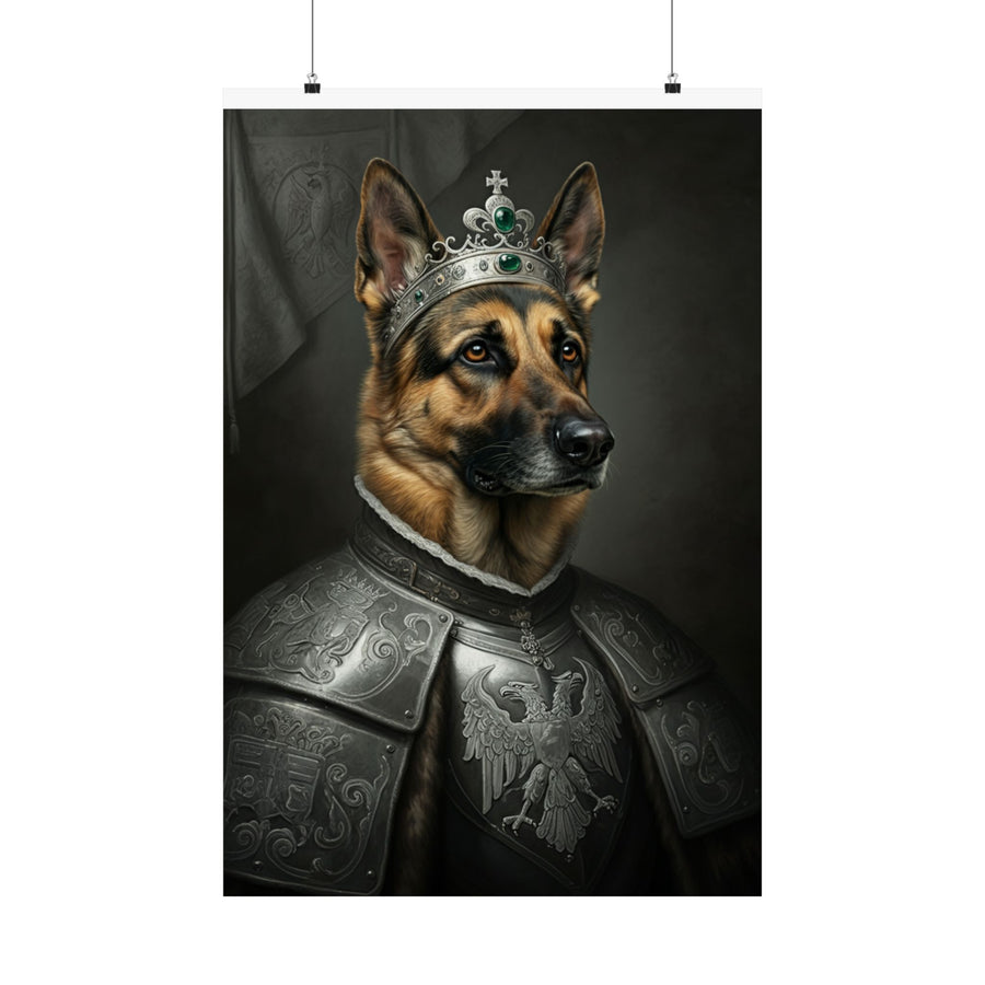 German Shepherd Kings & Queens Royal Portrait Matte Poster, Regal Dog Art Print, German Shepherd Lover Gift, Wall Art