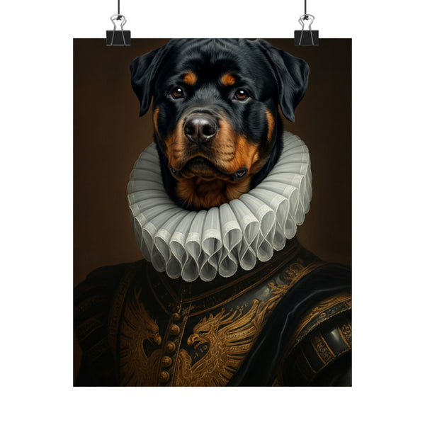 Rottweiler Renaissance Royal Portrait Matte Poster, Regal Dog Art Print, Rottweiler Lover Gift, Wall Art