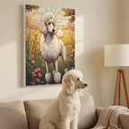 Poodle Stained Glass Stretched Canvas Wall Art Print | Dog Lover Gift | Elegant Pet Portrait Home Decor for Dog Mom