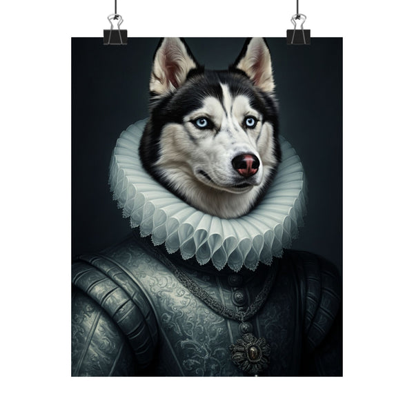 Siberian Husky Renaissance Royal Portrait Matte Poster, Regal Dog Art Print, Siberian Husky Lover Gift, Wall Art