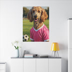 Poodle Oil Painting Soccer Portrait Wall Art, Poodle Mom Gift, Dog Lover Decor, Stretched Canvas Print
