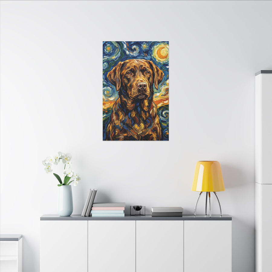 Labrador Retriever Post-Impressionist Oil Painting Canvas, Lab Dog Wall Art Decor, Pet Art