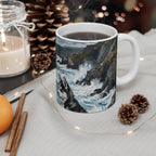 Acrylic Painting Siberian Husky - Coastal Cliffside | Ceramic Mug 11oz