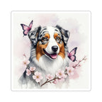 Australian Shepherd Watercolor Butterfly Bloom Kiss-Cut Stickers | Premium Dog Prints | Tritan — secondary view