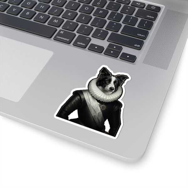 Border Collie Renaissance Royal Portrait Sticker, Dog Portrait Vinyl Decal, Kiss-Cut Sticker, Border Collie Lover Gift — Lifestyle View