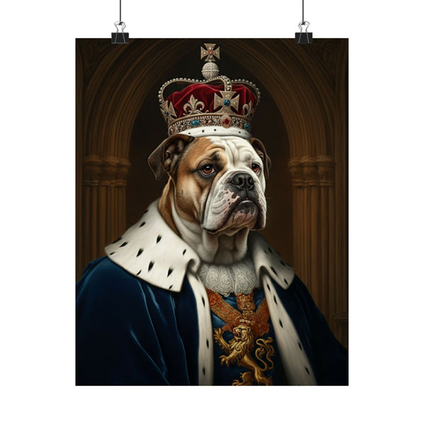 English Bulldog Kings & Queens Royal Portrait Matte Poster, Regal Dog Art Print, English Bulldog Lover Gift, Wall Art