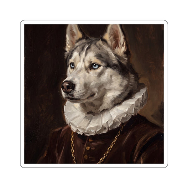 Siberian Husky Renaissance Royal Portrait Sticker, Dog Portrait Vinyl Decal, Kiss-Cut Sticker, Siberian Husky Lover Gift