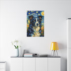 Border Collie Post-Impressionist Oil Painting Stretched Canvas Wall Art | Energetic Dog Lover Gift | Premium Pet Decor