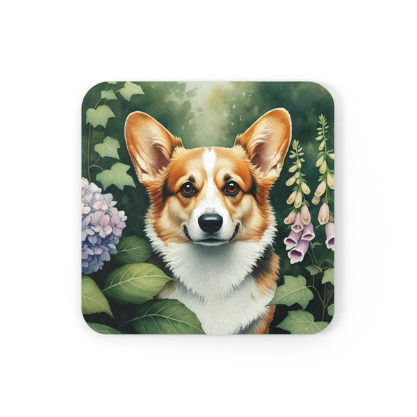 Corgi Watercolor Garden Peek Drink Coaster | Premium Dog Prints | Tritan