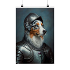 Australian Shepherd Medieval Knight Portrait Matte Poster, Regal Dog Art Print, Australian Shepherd Lover Gift, Wall Art