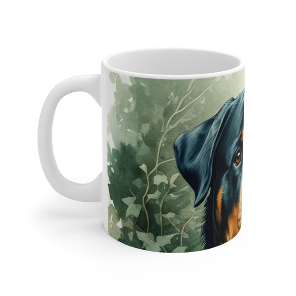 Rottweiler Watercolor Garden Peek Coffee Mug | Premium Dog Prints | Tritan