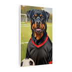 Rottweiler Oil Painting Soccer Portrait Canvas Wall Art Decor | Rottie Dog Lover Gift | Premium Pet Portrait Print