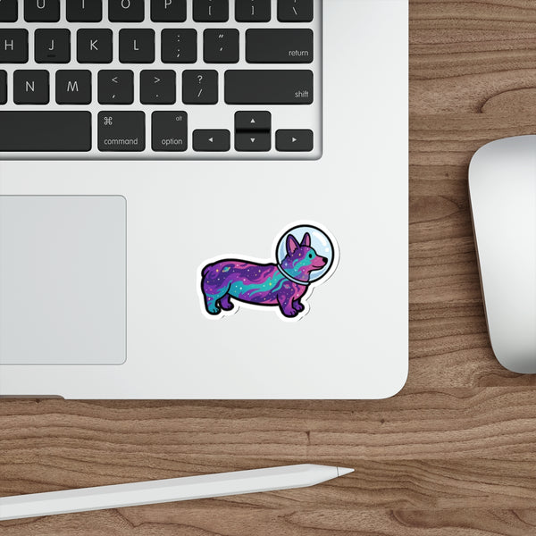 Cosmic Corgi Sticker | Tritan — Lifestyle View