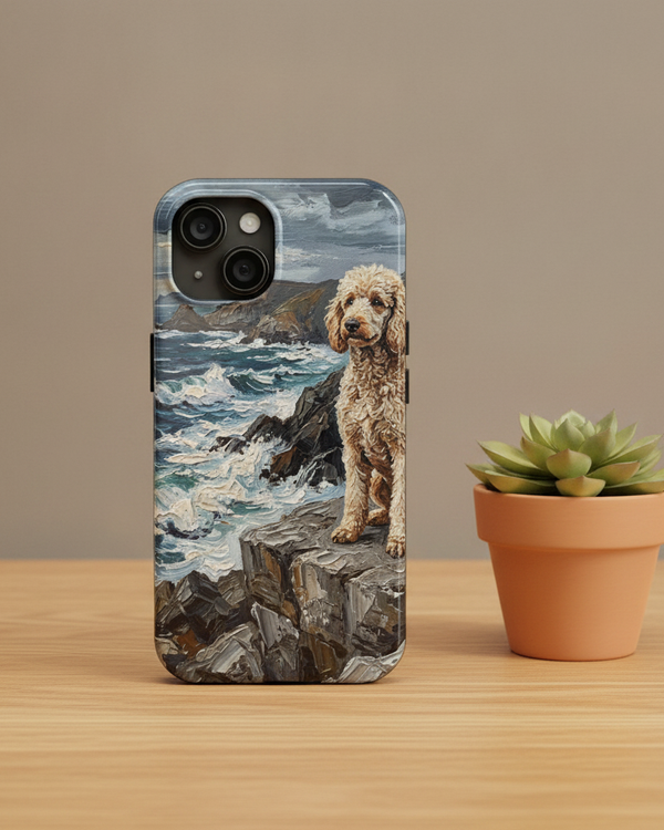 Poodle Acrylic Coastal Cliffside Phone Case | Premium Dog Art | Tritan