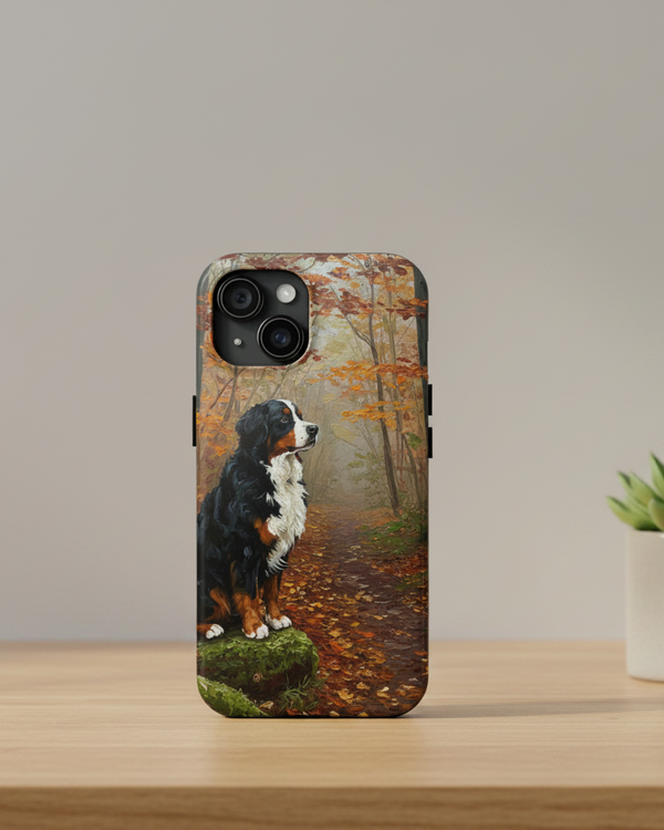Acrylic Bernese Mountain Dog - Autumn Woods | Tough Phone Case