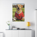 Labrador Retriever Oil Painting Soccer Portrait Canvas, Lab Dog Wall Art Decor, Sports Fan Gift for Home, Pet Art