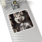 Siberian Husky Medieval Knight Portrait Sticker, Dog Portrait Vinyl Decal, Kiss-Cut Sticker, Siberian Husky Lover Gift