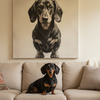 Dachshund Charcoal Portrait Canvas Wall Art | Sausage Dog Art Print, Pet Lover Gift, Minimalist Dog Decor, Dachshund Mom Dad Gift