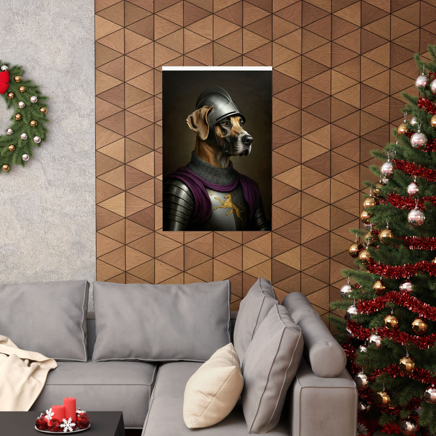 Great Dane Medieval Knight Portrait Matte Poster, Regal Dog Art Print, Great Dane Lover Gift, Wall Art