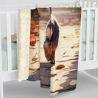 Dachshund Watercolor Autumn Path Throw Blanket | Premium Dog Prints | Tritan — detail view