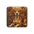Beagle Stained Glass Warm Jewel Cork Back Coaster | Dog Lover Gift