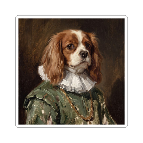 Cavalier King Charles Spaniel Renaissance Royal Portrait Sticker, Dog Portrait Vinyl Decal, Kiss-Cut Sticker, Dog Mom Gift Sticker