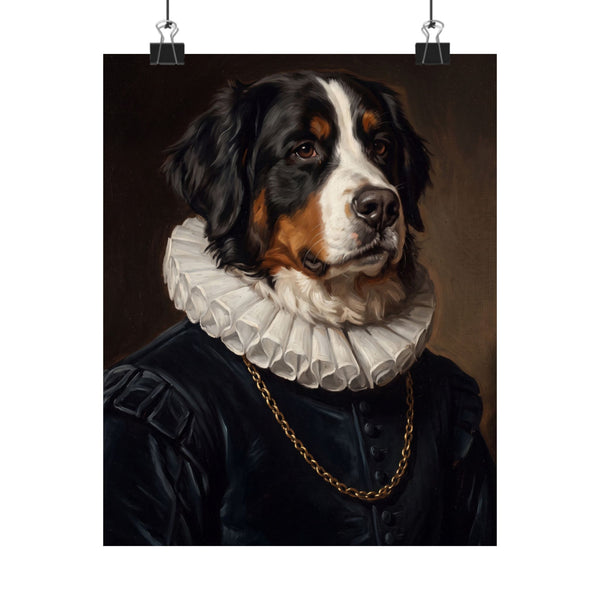 Bernese Mountain Dog Renaissance Royal Portrait Matte Poster, Regal Dog Art Print, Bernese Mountain Dog Lover Gift, Wall Art