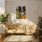 Border Collie Oil Painting Soccer Portrait Stretched Canvas Wall Art | Energetic Dog Lover Gift | Premium Pet Decor