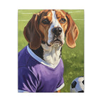 Beagle Soccer Portrait Oil Painting Canvas Print, Dog Wall Art Decor, Pet Lover Gift