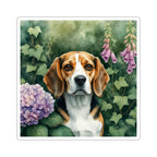 Beagle Watercolor Garden Peek Kiss-Cut Stickers | Premium Dog Prints | Tritan