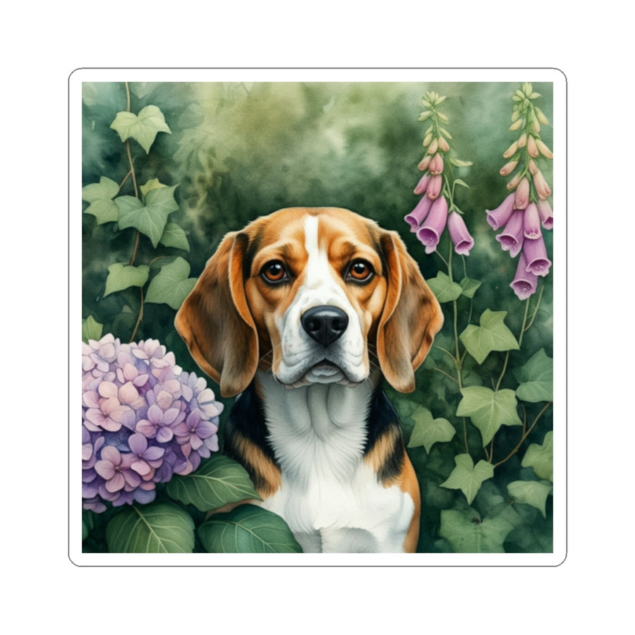 Beagle Watercolor Garden Peek Gift Set — Mug + Coaster + Sticker | Tritan