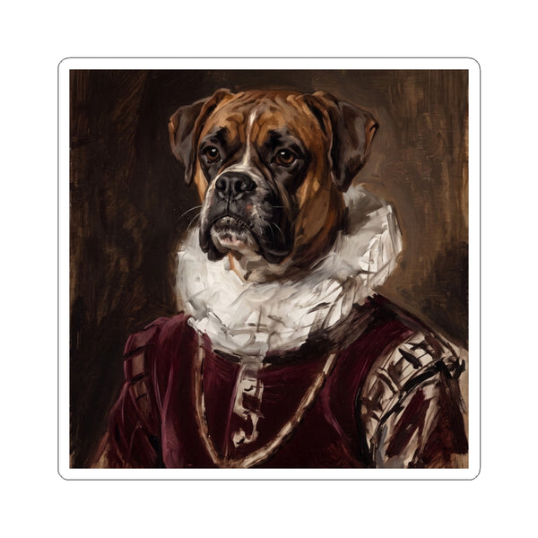Boxer Renaissance Royal Portrait Sticker, Dog Portrait Vinyl Decal, Kiss-Cut Sticker, Boxer Lover Gift