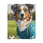 Australian Shepherd Oil Painting Soccer Portrait Canvas Art, Aussie Dog Wall Decor, Pet Lover Gift, Dog Mom Dad Present