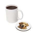 Golden Retriever Low Poly Monochrome Gold Cork Back Coaster | Dog Lover Gift