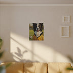 Border Collie Oil Painting Soccer Portrait Stretched Canvas Wall Art | Energetic Dog Lover Gift | Premium Pet Decor