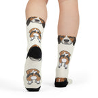 Beagle Socks | Fun All Over Print Dog Socks | Beagle Mom Gift | Cute Crew Socks for Dog Lovers | Stocking Stuffer