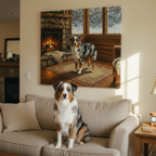 Australian Shepherd Canvas Wall Art Print | Aussie Dog Lover Gift | Dog Art Home Decor | Stretched Acrylic Painting Style