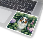Australian Shepherd Watercolor Garden Peek Kiss-Cut Stickers | Premium Dog Prints | Tritan