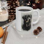 Rottweiler Charcoal Art Mug, Dog Mom Gift, Pet Lover Coffee Cup, Gentle Giant Dog Dad Ceramic 11oz Mug