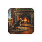 Acrylic Beagle - Winter Hearth | Cork Back Coaster