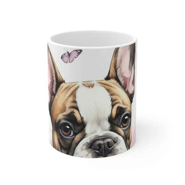 French Bulldog Watercolor Butterfly Bloom Coffee Mug | Premium Dog Prints | Tritan