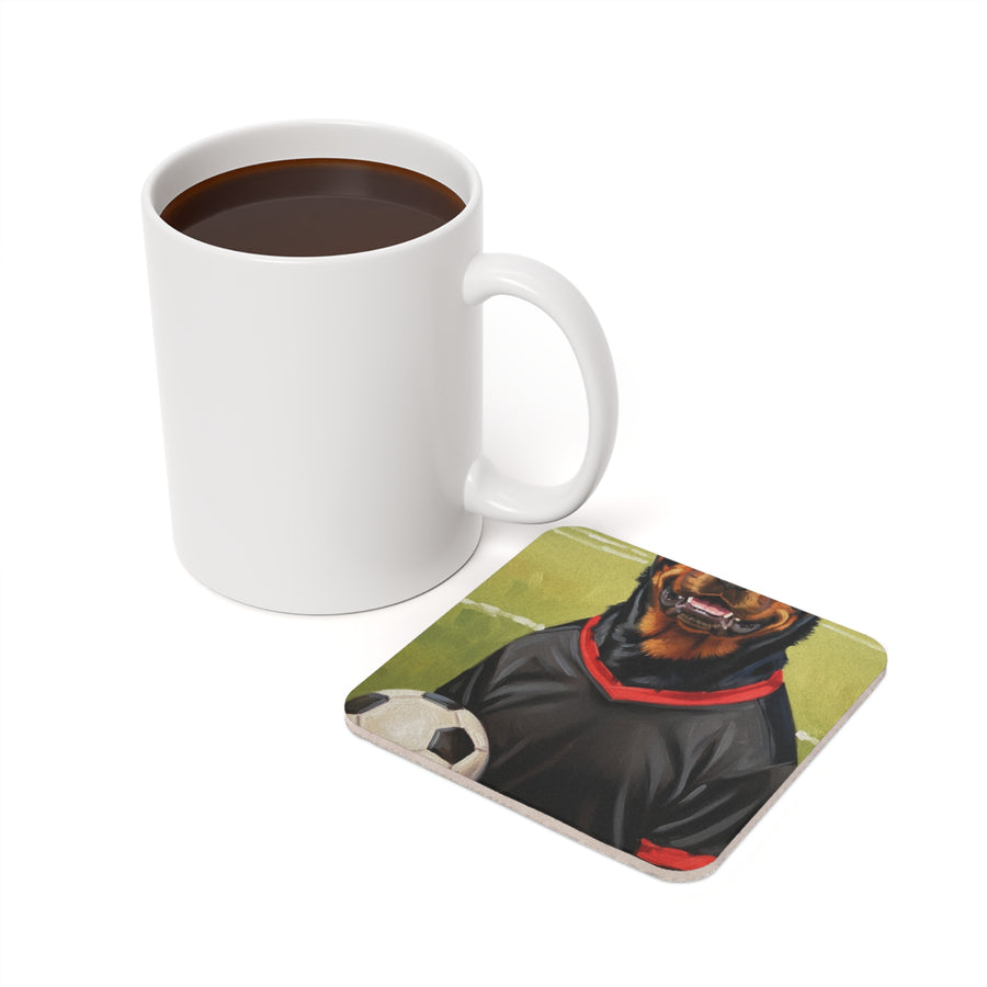 Rottweiler Coaster | Oil Painting Soccer Portrait Dog Art | Pet Gift for Her Him | Dog Lover Decor
