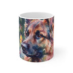 German Shepherd Watercolor Ceramic Coffee Mug 11oz, Soft Dog Painting, German Shepherd Lover Gift