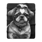 Shih Tzu Charcoal Portrait Sherpa Fleece Blanket | Dog Lover Gift — view 3 of 9